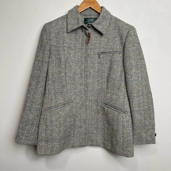 Ralph Lauren Jackets & Blazers - Ralph Lauren Beautiful Wool Tweed Zip Collared Long Sleeve Blazer Jacket Gray 6